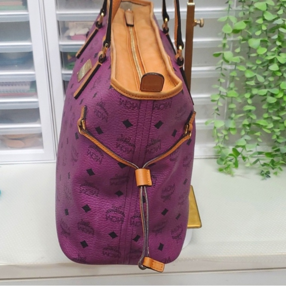 MCM Only Used Once! Custom Made Purple and Tan Monogram Tote Bag - Picture 7 of 16